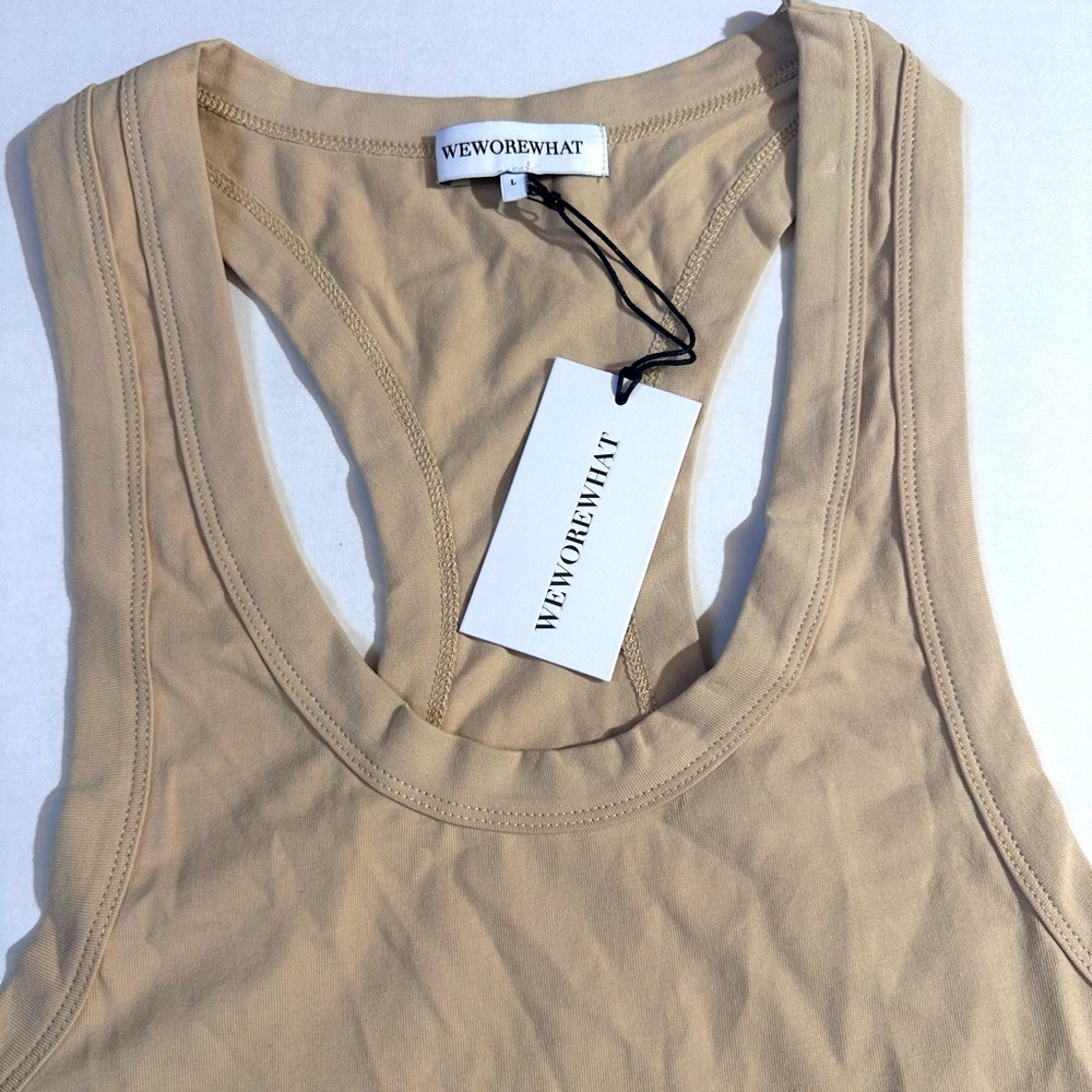 Weworewhat Cropped Scoop neck tank top Beige size L NWT - Picture 6 of 9